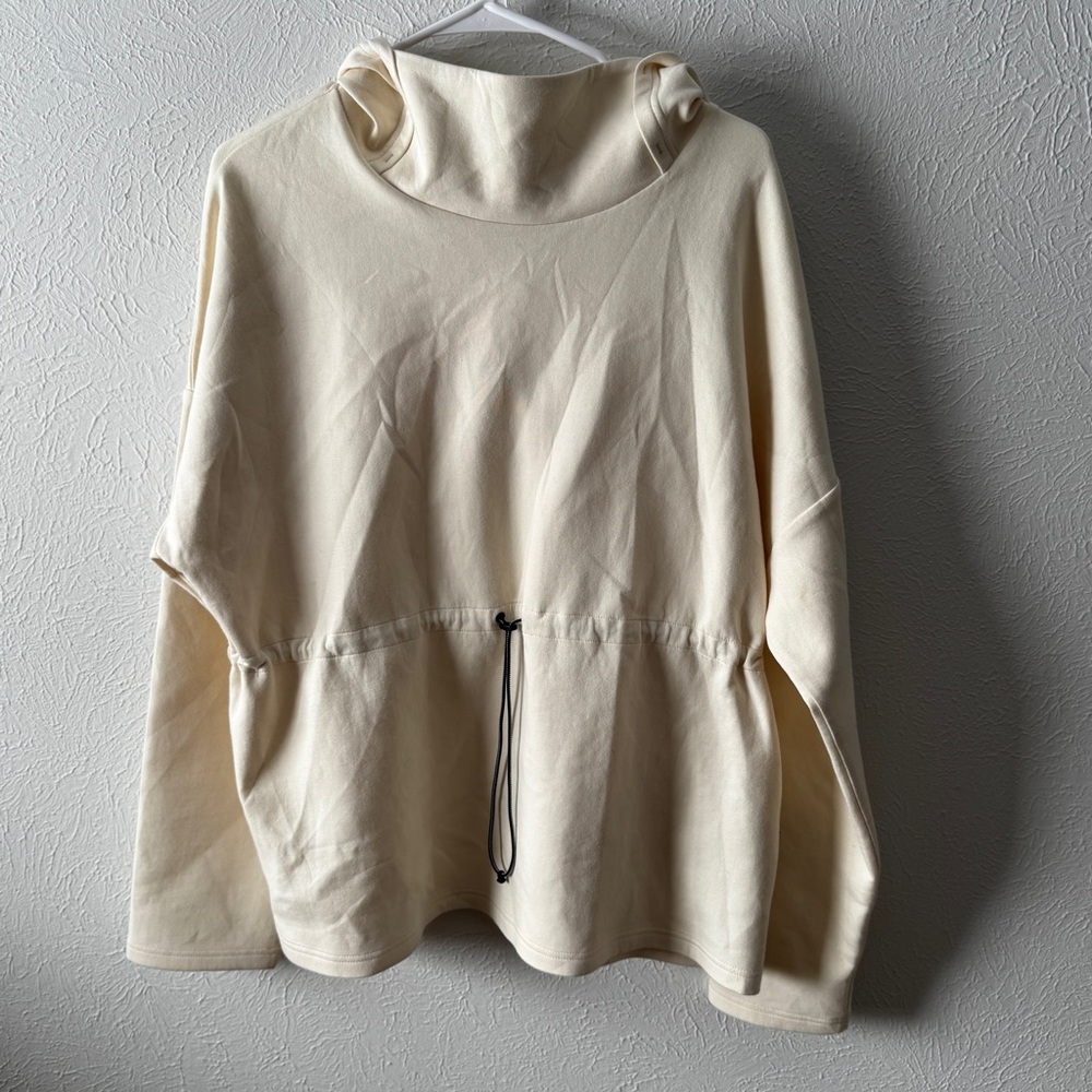 Varley Women’s Cream Hooded Pullover Funnel Neck Size L
